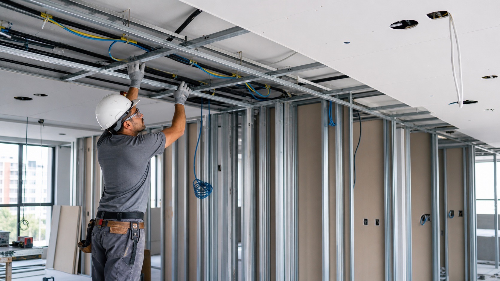 Instalação de estrutura para drywall e forro de gesso